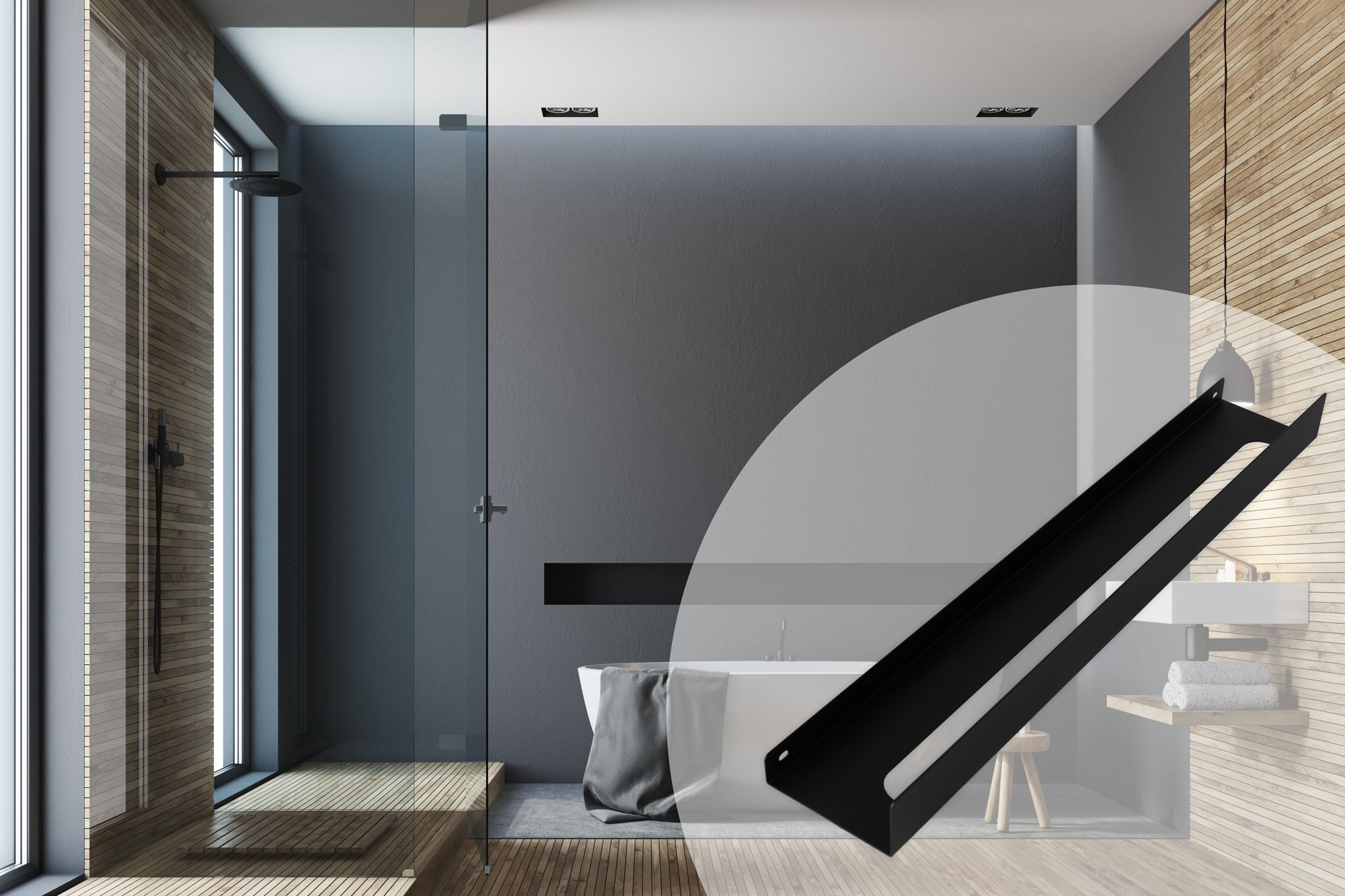 Badkamerplank SF02 60cm black matt
