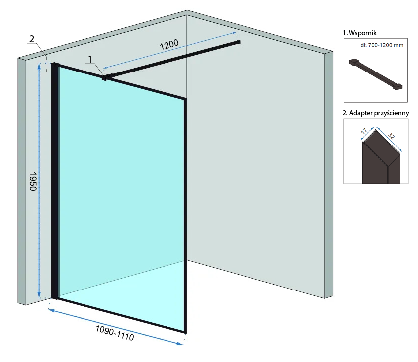 Detail van inloopdouche Rea Bler Chroom