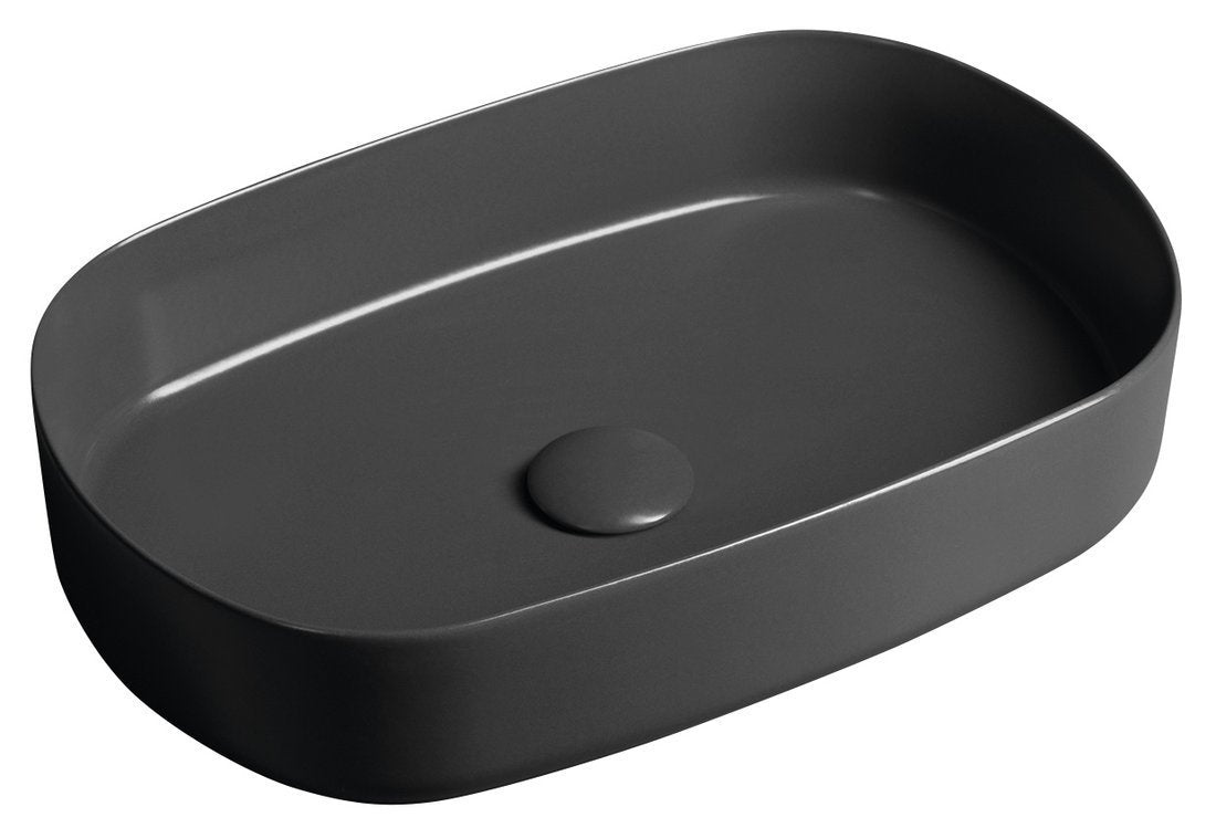 Infinity Ovale Keramische Waskom Voor Opbouw 55x36 Cm Antraciet