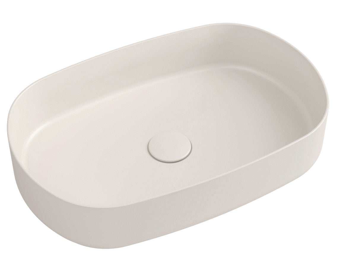 Infinity Ovale Keramische Waskom Voor Opbouw 55x36 Cm Ivoor