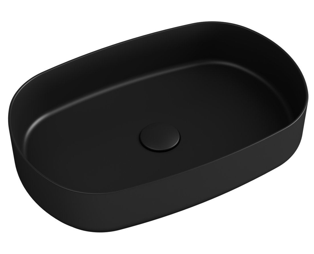 Infinity Ovale Keramische Waskom Voor Opbouw 55x36 Cm Mat Zwart