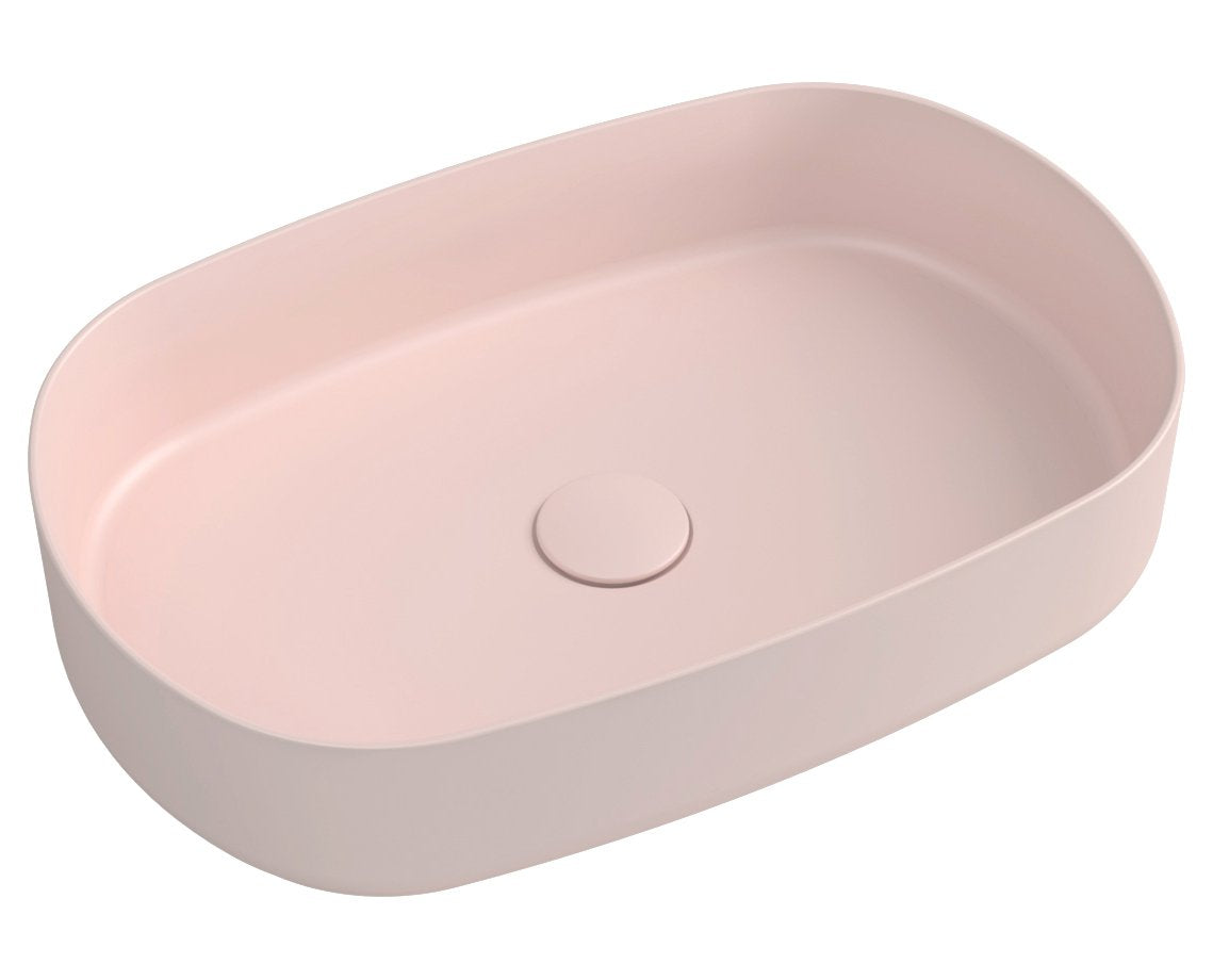 Infinity Ovale Keramische Waskom Voor Opbouw 55x36 Cm Zalmroze