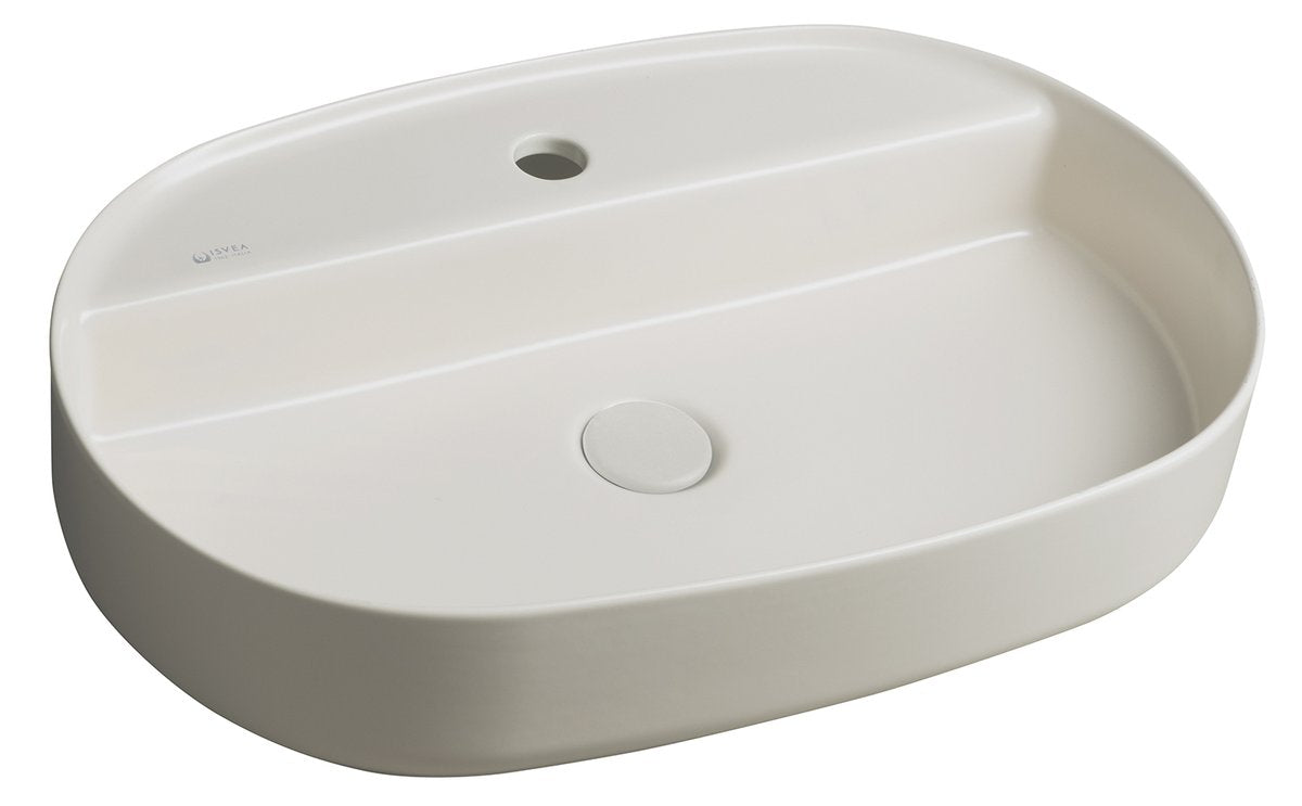 Infinity Ovale Keramische Waskom Voor Opbouw 60x40 Cm Ivoor