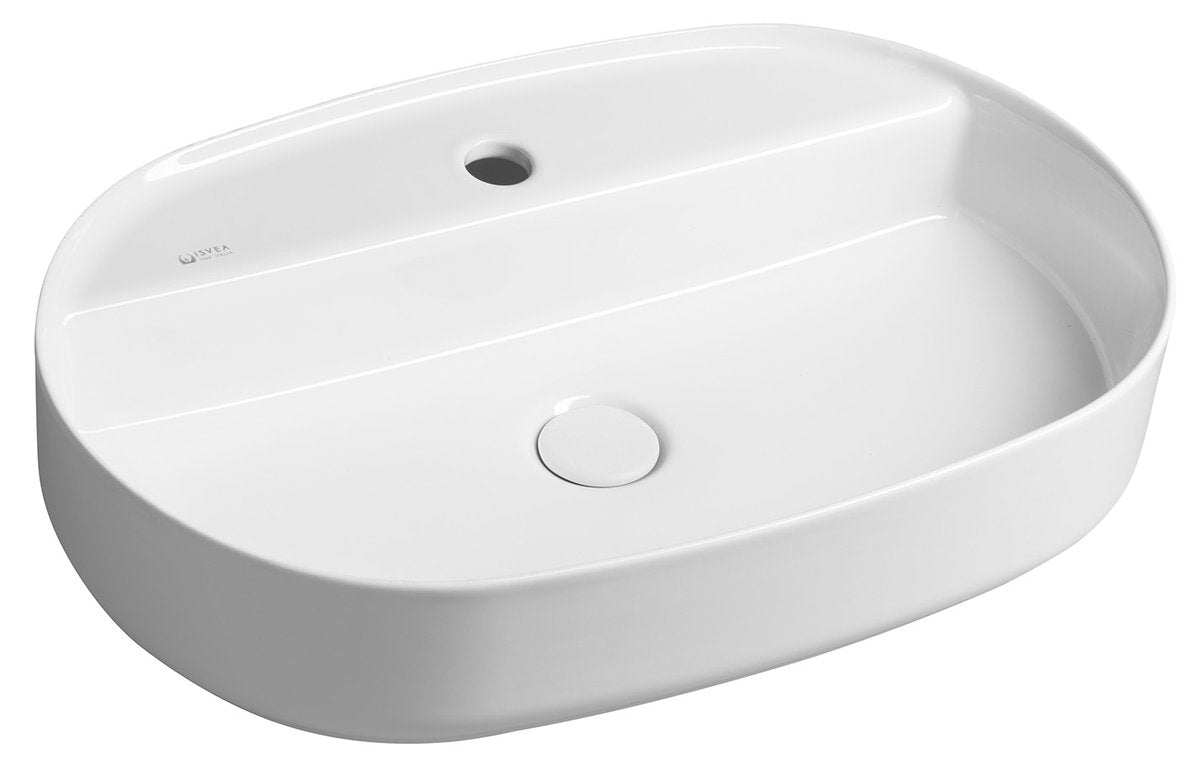 Infinity Ovale Keramische Waskom Voor Opbouw 60x40 Cm Wit