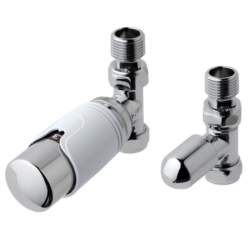 Eastbrook Valve Radiator Aansluitset Recht Met Thermostaat 15mm Chroom / Wit