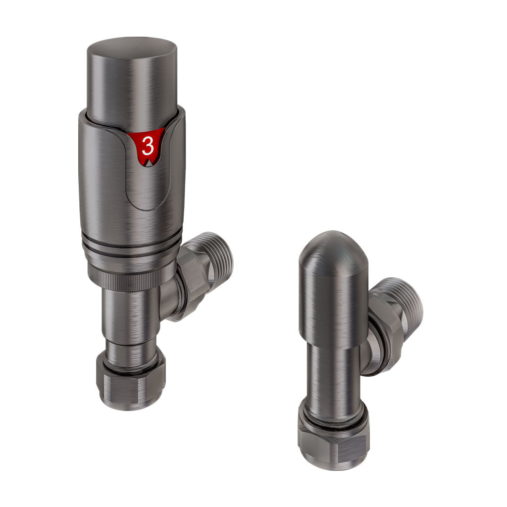 Eastbrook Valve Radiator Aansluitset Haaks Met Thermostaat 15mm Gun Metal