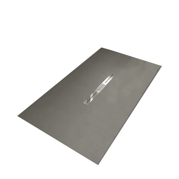 Zaagbare Douchebak Midden Afvoer 170 x 80 cm Grijs Natuursteenlook