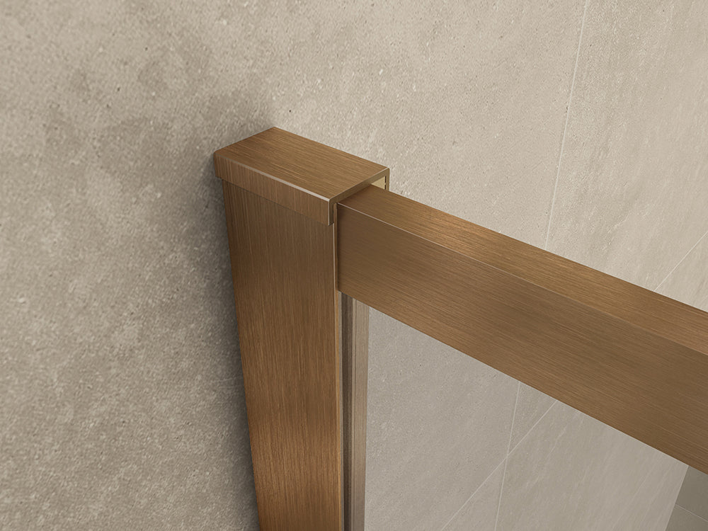 Wiesbaden Square inloopdouche 1200 x 2000 x 8 mm nano helder glas/geborsteld brons koper