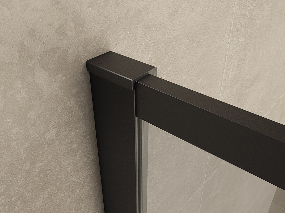 Wiesbaden Square inloopdouche 1100 x 2000 x 8 mm nano helder glas/mat zwart