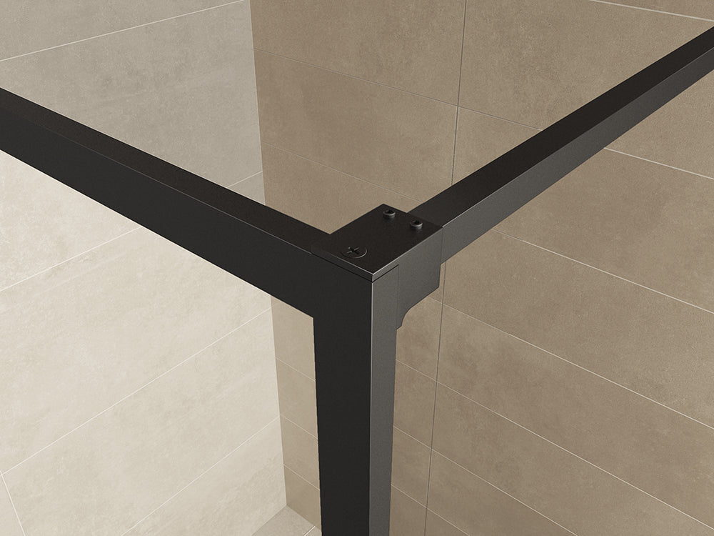 Wiesbaden Square inloopdouche 1100 x 2000 x 8 mm nano helder glas/mat zwart