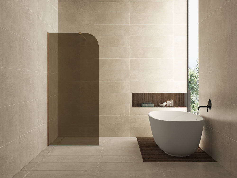 Wiesbaden Curvea inloopdouche 900 x 2000 x 8 mm nano vintage brons glas