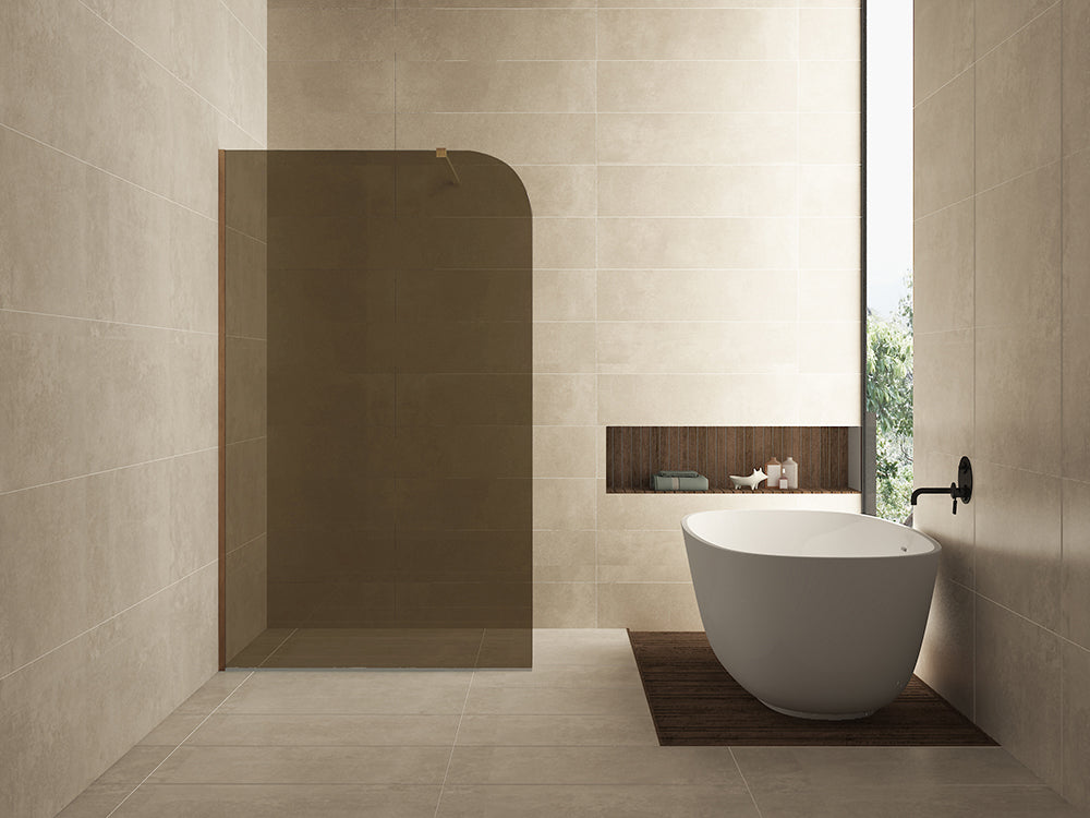Wiesbaden Curvea inloopdouche 1200 x 2000 x 8 mm nano vintage brons glas