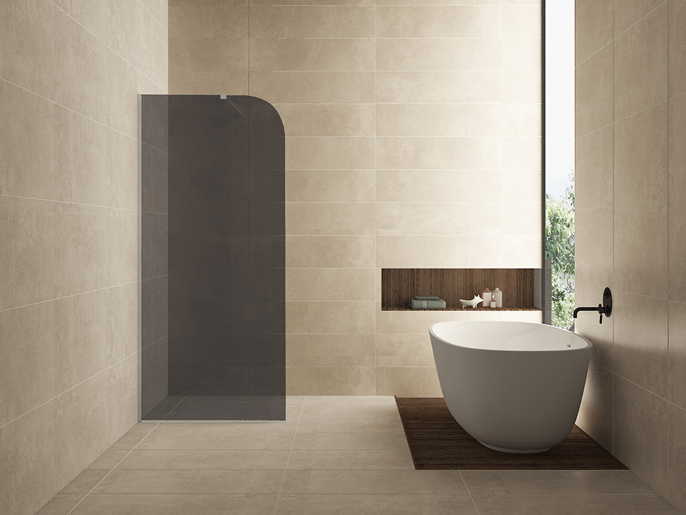 Wiesbaden Curvea inloopdouche 800 x 2000 x 8 mm nano rookglas