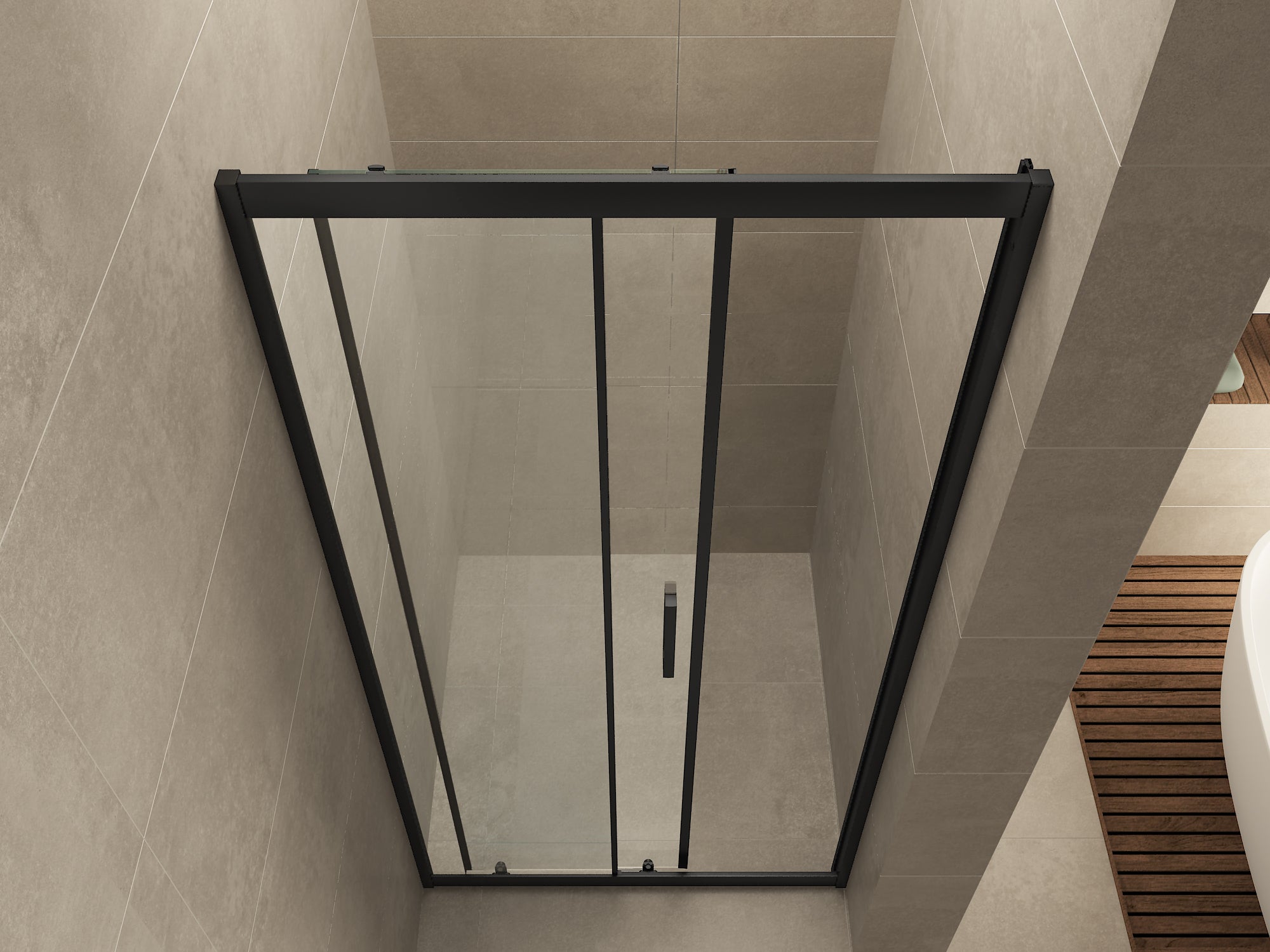 Wiesbaden Skyline nis schuifdeur 1400 x 2000 x 8 mm nano helder glas/mat zwart