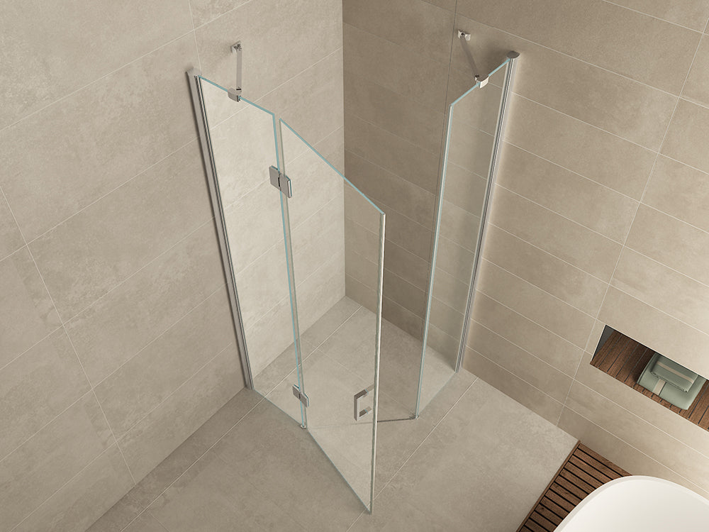 Detail van glas en chroom van Pento Cabine douchecabine