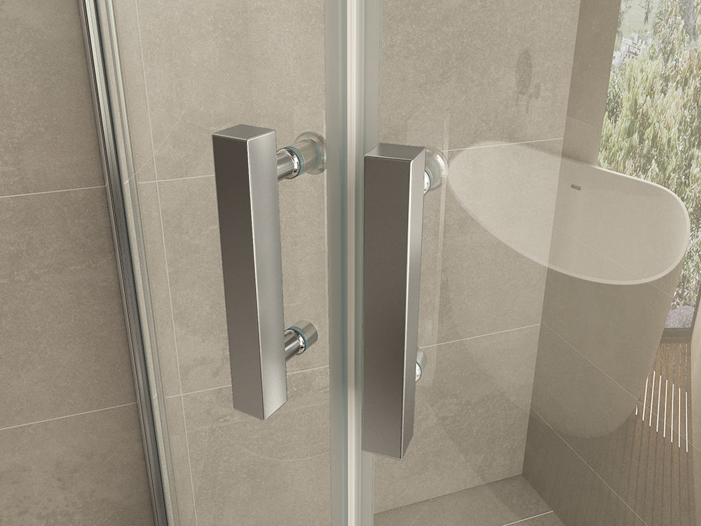Wiesbaden Double cabine kwartrond met 2 draaideuren 900 x 900 x 2000 x 8 mm nano helder glas/chroom