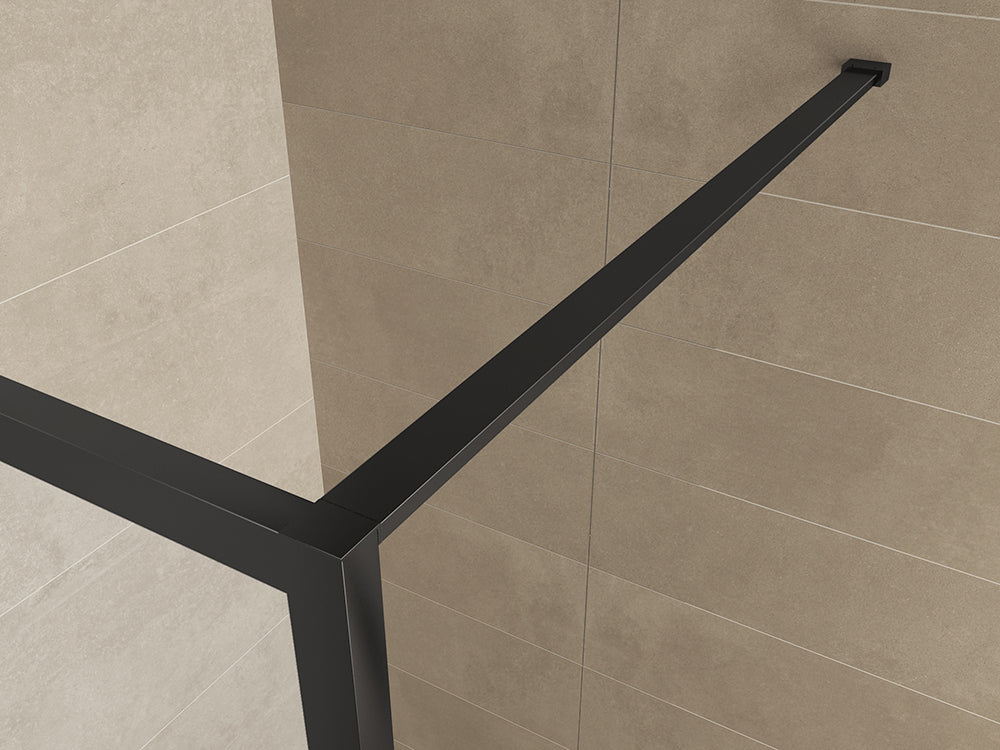 Wiesbaden Maaz inloopdouche met raster en handdoekhouder 1000 x 2000 x 10 mm helder glas/mat zwart