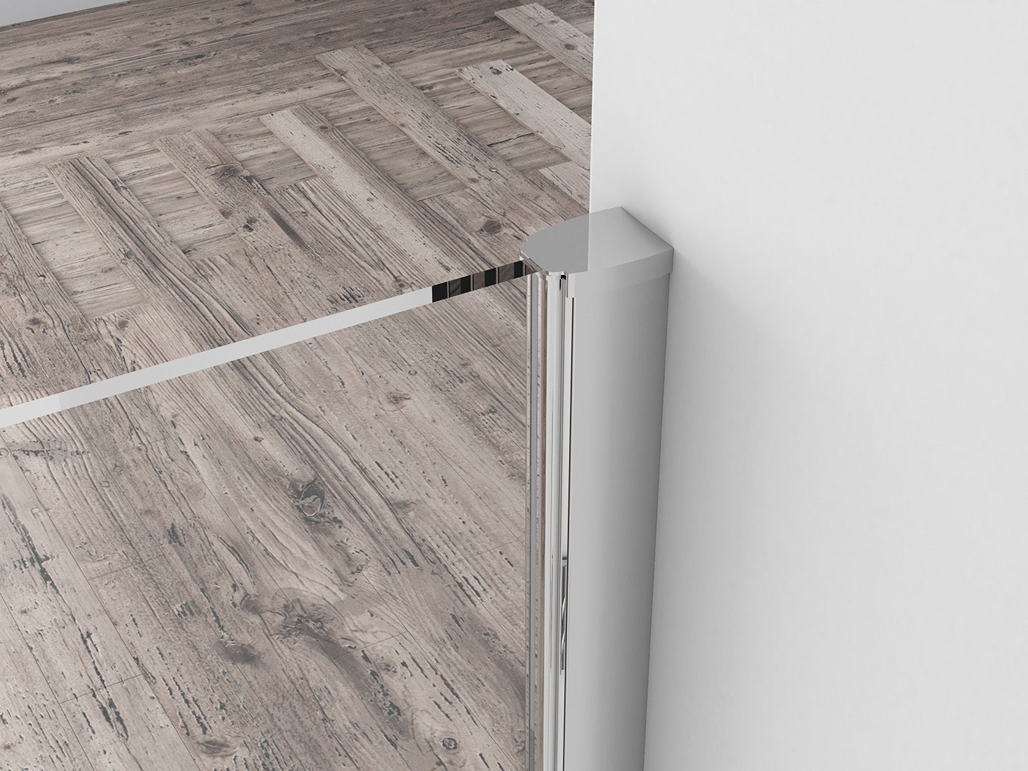 Eco zijwand met muurprofiel 400 x 2000 x 8 mm nano helder glas/chroom