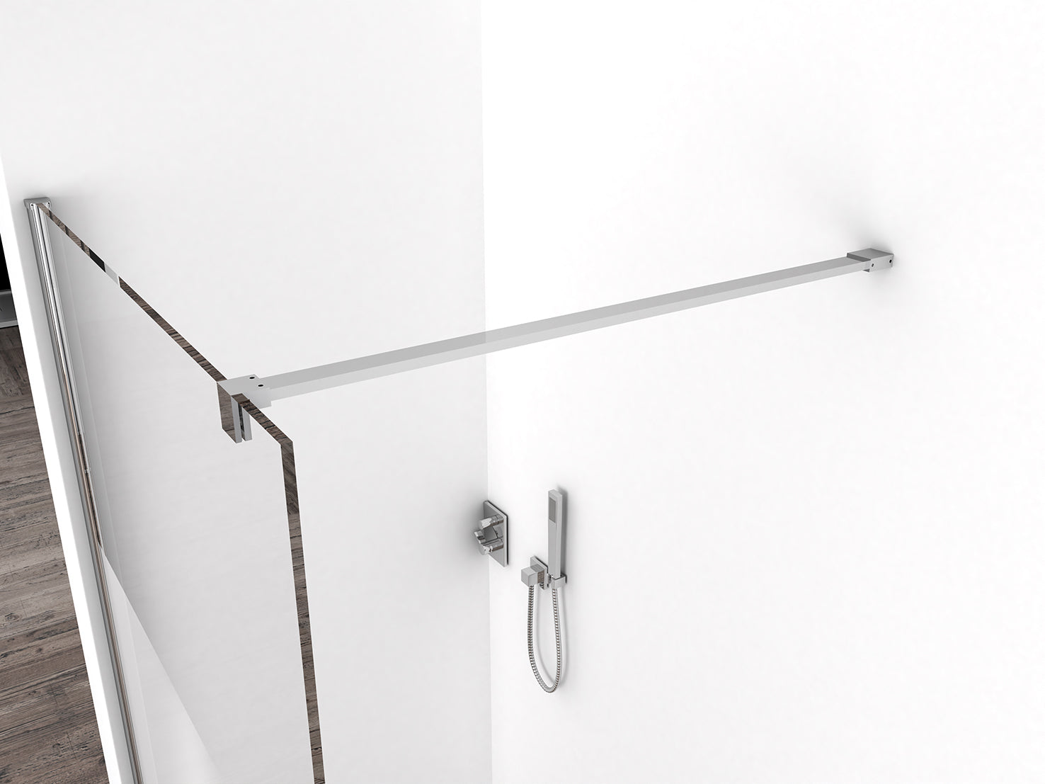 Wiesbaden Comfort inloopdouche 700 x 2000 x 10 mm nano helder glas met melkglas middenband/chroom