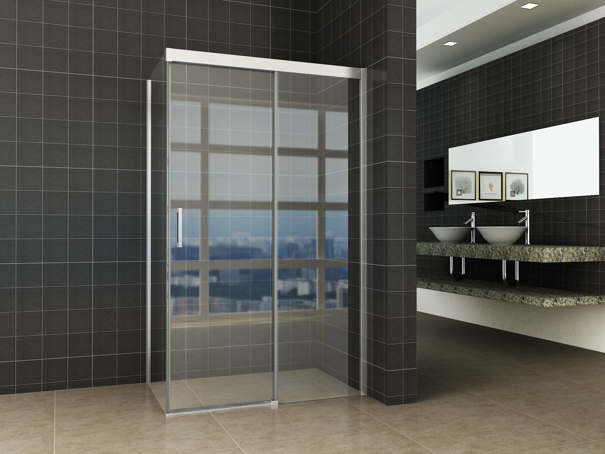 Puerta douchecabine met schuifdeur 90x140 cm