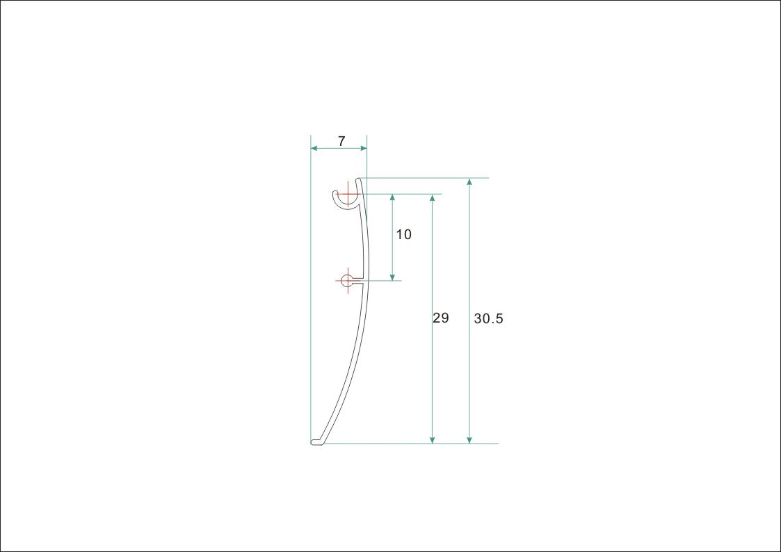 aluminium afdekstrip 200cm wandprofiel eco model - maattekening