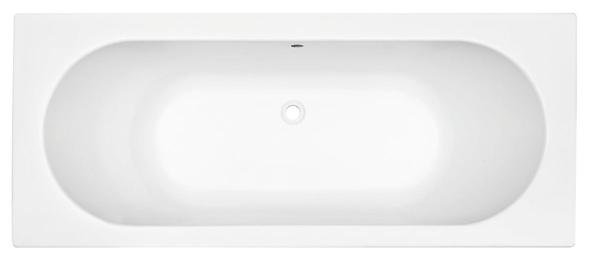 Zijaanzicht met de vorm van de kuip van Inbouwbad Portus RD duo wit 3,5mm acryl 2 lagen polyester Inhoud: 170 x 70 cm