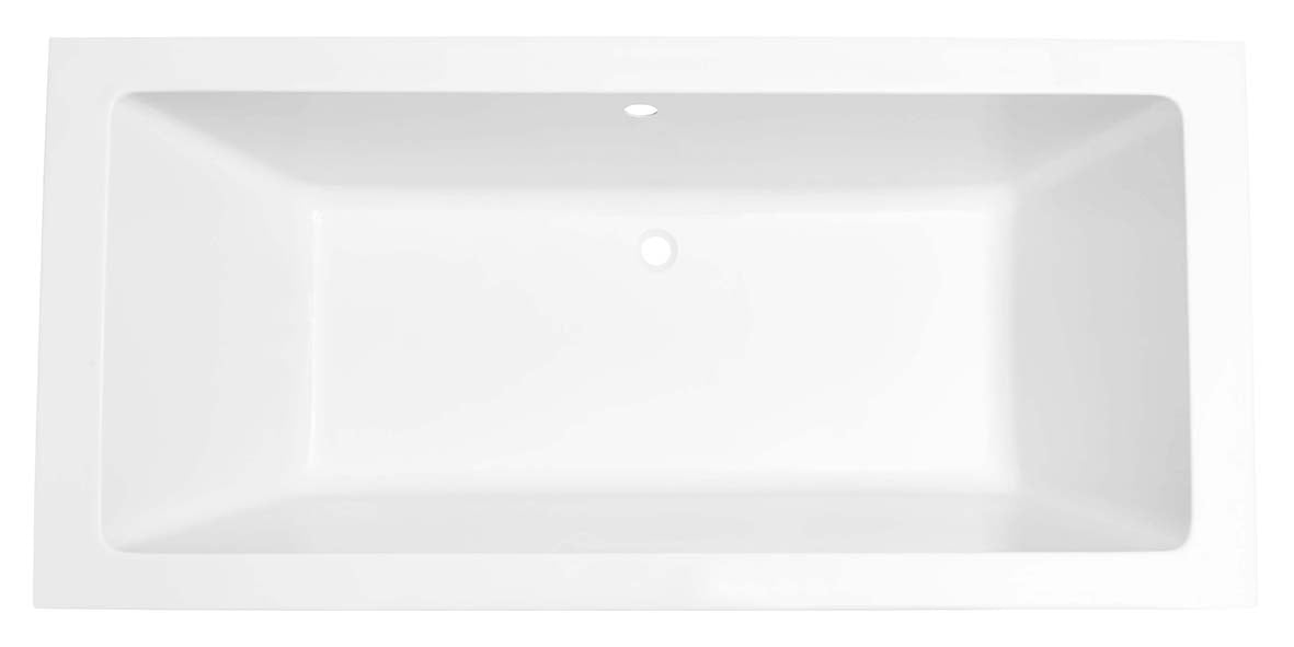 Zijaanzicht met de vorm van de kuip van Inbouwbad Santino SQ duo Mat Wit 180 x 80 cm