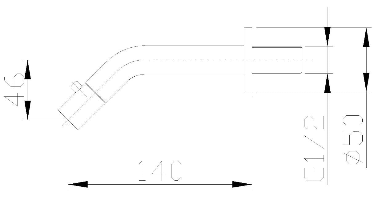 Maattekening Metro fonteinkraan met muurbevestiging 1/2" chroom