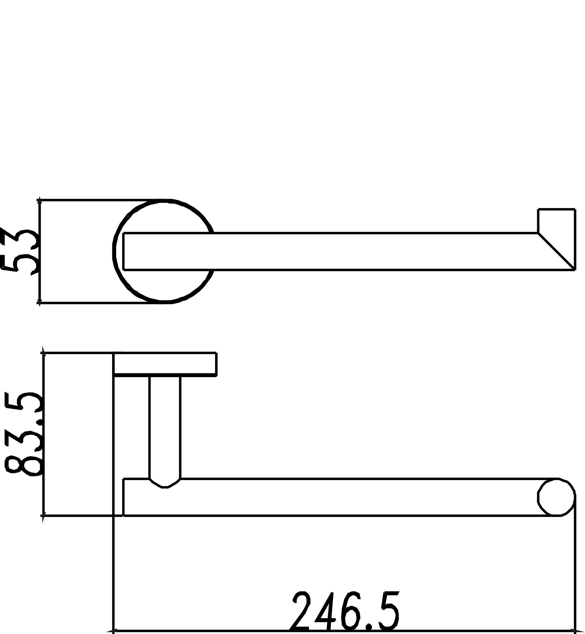 Maattekening Wiesbaden 304 handdoekhouder enkel 25 cm RVS