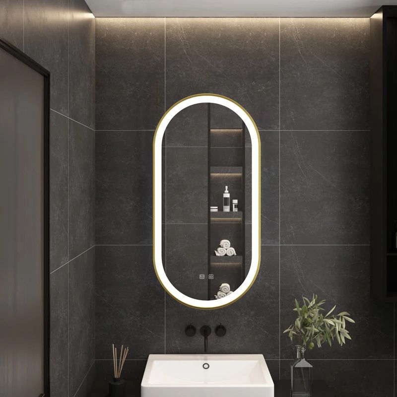 Detailweergave Rea WANDSPIEGEL OVL Borstel badkamerspiegel Goud