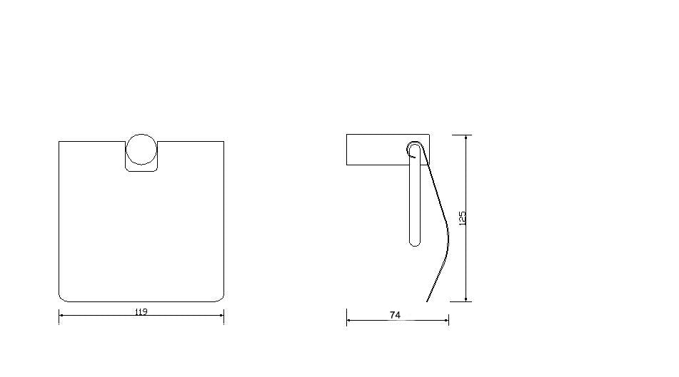Maattekening Wiesbaden Ida toiletrolhouder met klep chroom