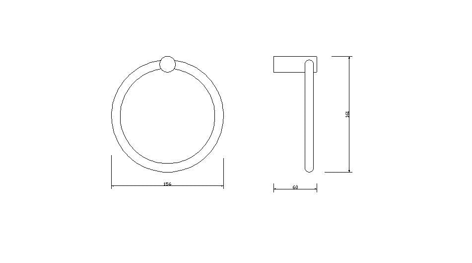 Maattekening Wiesbaden Ida handdoekring chroom