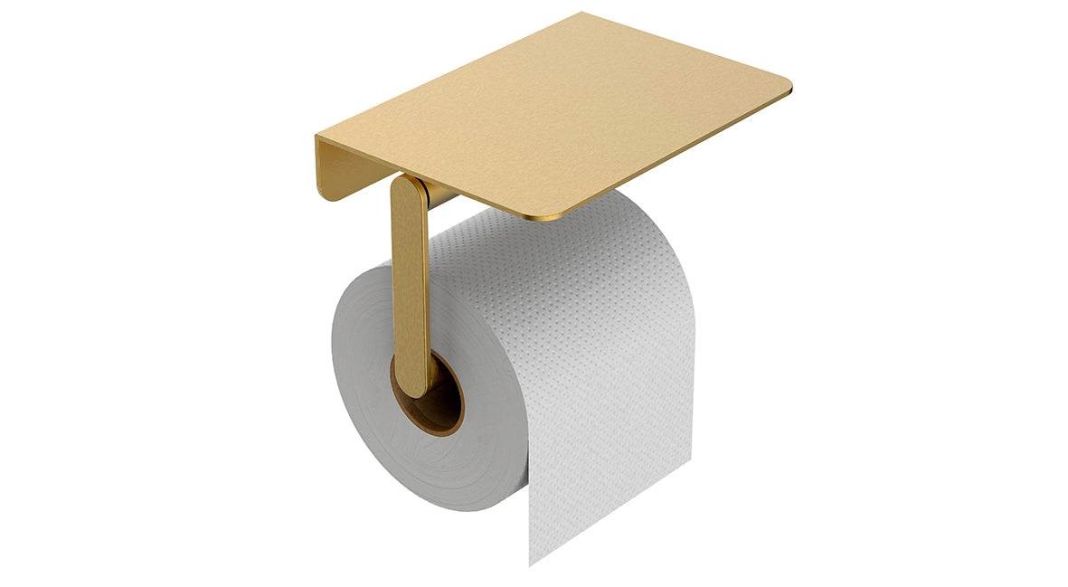 Wiesbaden Alonzo toiletrolhouder met planchet geborsteld messing PVD