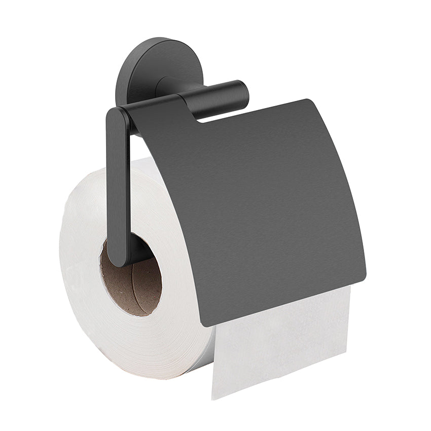 Wiesbaden Alonzo toiletrolhouder met klep gunmetal PVD