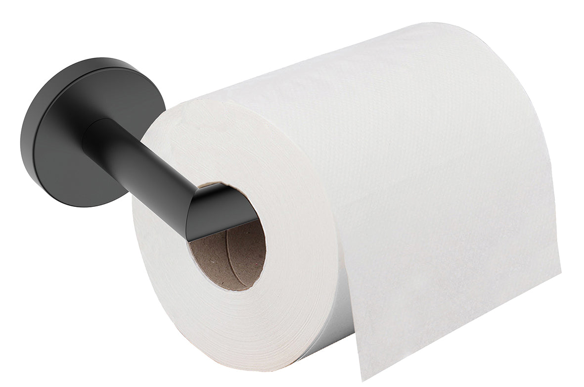 Wiesbaden Alonzo toiletrolhouder met vaste arm mat zwart