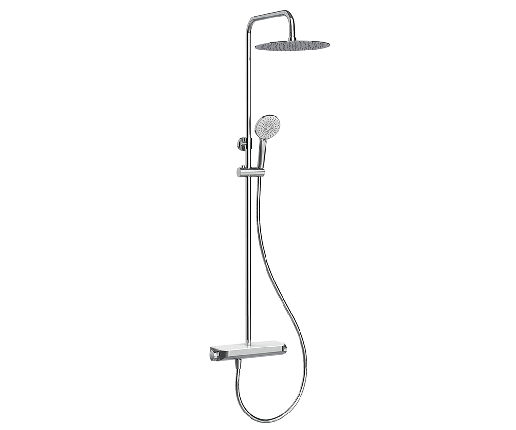 Wiesbaden Tondell thermostatische regendoucheset opbouw met planchet chroom