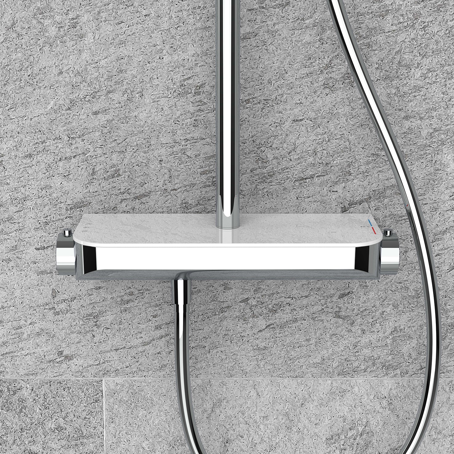 Tondell thermostatische regendoucheset opbouw met planchet chroom – Wiesbaden – Chroom – Regendoucheset | Dealplein