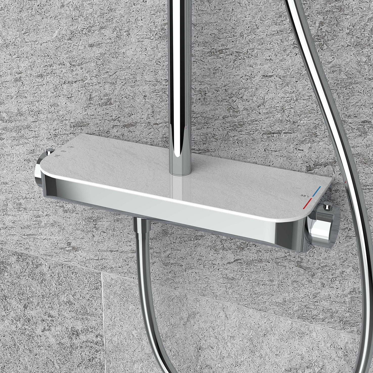 Wiesbaden Tondell thermostatische regendoucheset opbouw met planchet chroom
