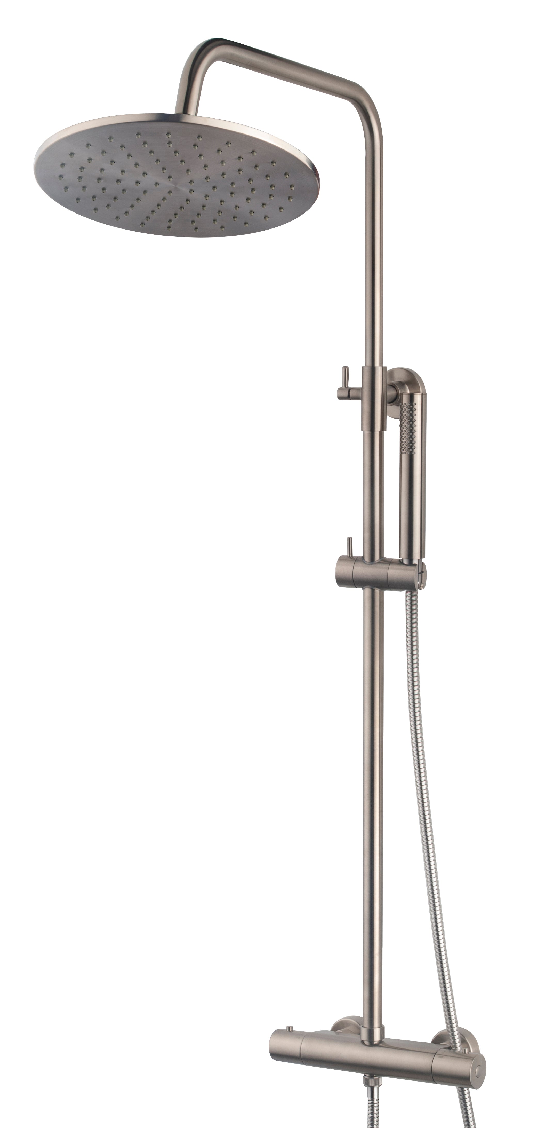 Caral Thermostatische Regendoucheset Opbouw Geborsteld Staal Pvd