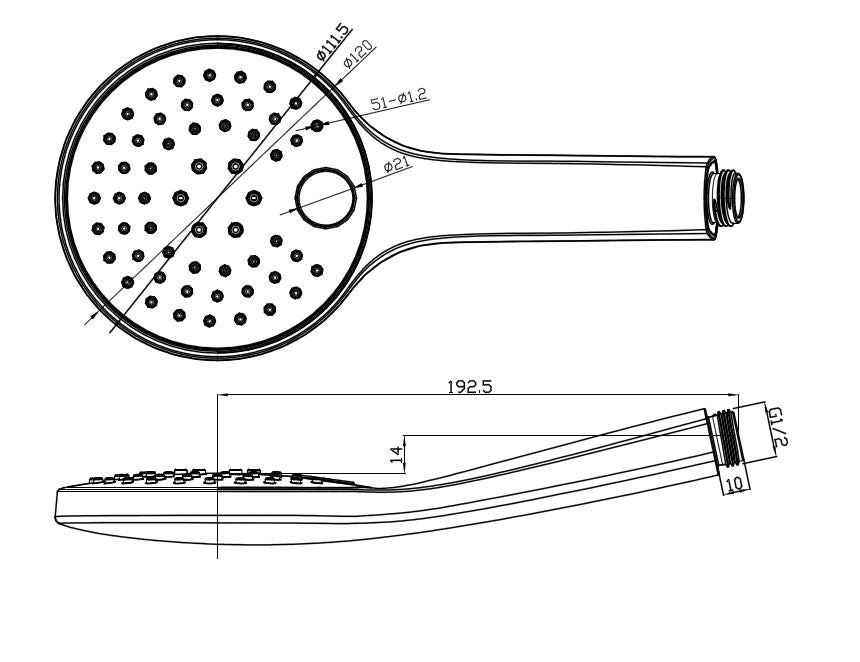 Clic handdouche 2 standen chroom maattekening – afmetingen volgens maattekening | Dealplein