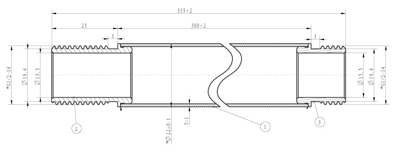 UniMatch douchearm met plafondbevestiging 30 cm chroom maattekening – 30 cm | Dealplein