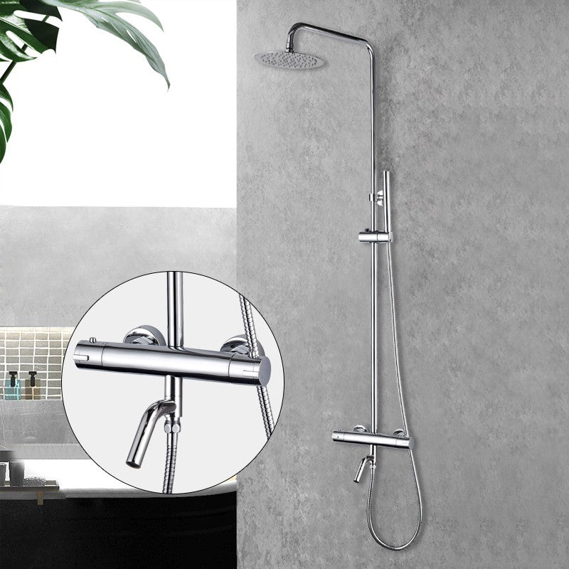 Caralda Eco thermostatische badmengkraan met regendoucheset opbouw chroom – Xellanz – Chroom – Regendoucheset | Dealplein