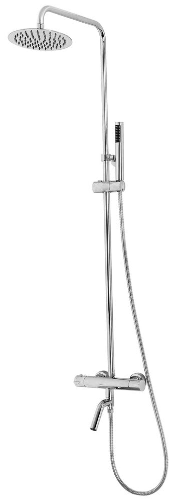 Caralda Eco thermostatische badmengkraan met regendoucheset opbouw chroom – Xellanz – Chroom – Regendoucheset | Dealplein