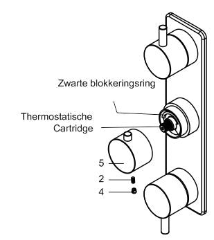 Maattekening Rivaro inbouwthermostaat 3 weg chroom