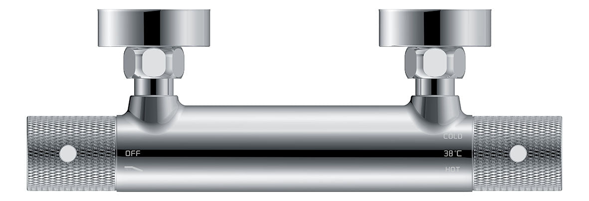 Ribbd thermostatische douchemengkraan hartafstand 15 cm chroom – Wiesbaden – Chroom – Douchekraan | Dealplein