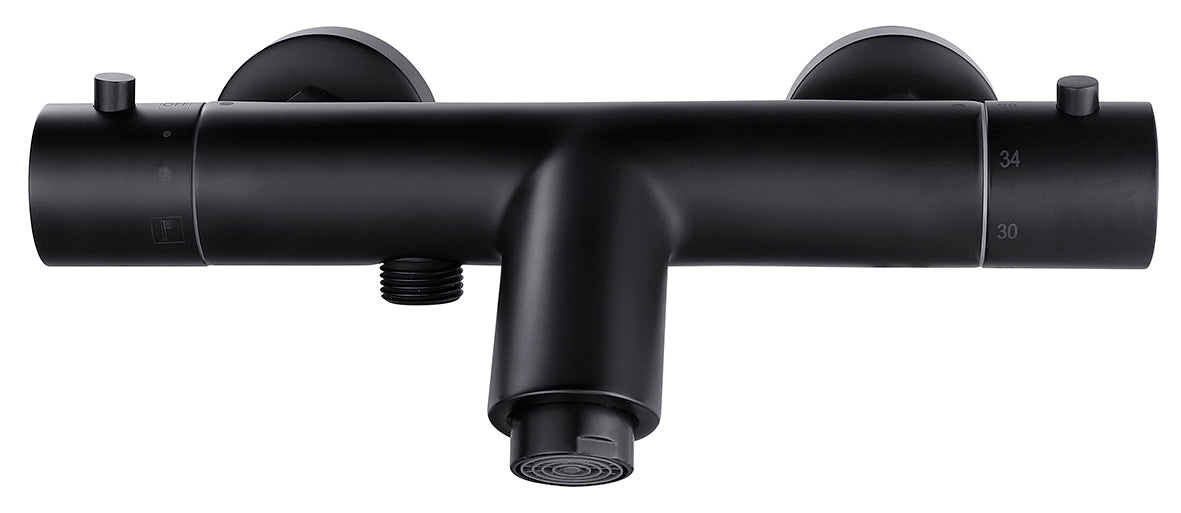 Rio thermostatische badmengkraan 15 cm mat zwart