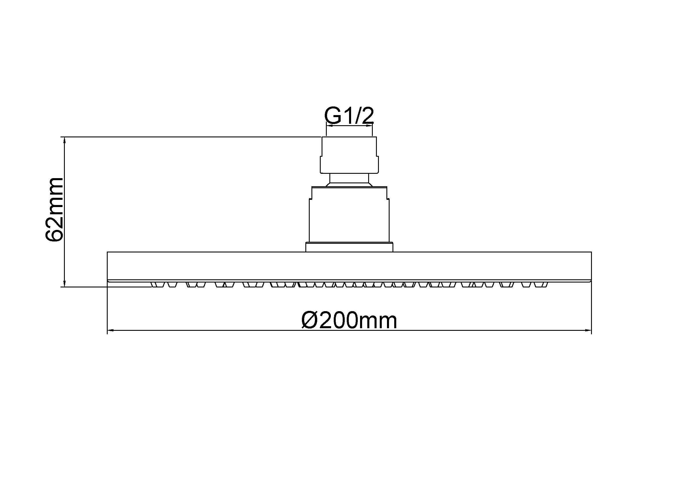 UniMatch hoofddouche rond 20 x 1,2 cm geborsteld koper maattekening – 20 × 1 cm | Dealplein
