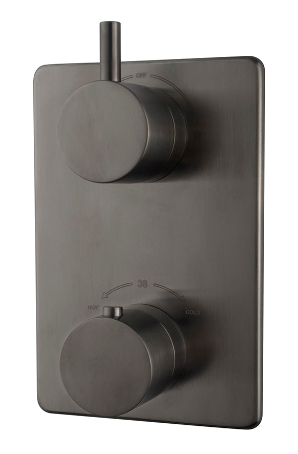Caral afbouwdeel inbouwthermostaat 2 weg gunmetal PVD – Wiesbaden – Gun Metal – Inbouwthermostaat | Dealplein