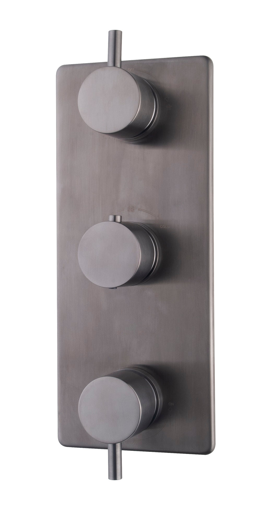 Caral afbouwdeel inbouwthermostaat 3 weg gunmetal PVD – Wiesbaden – Gun Metal – Inbouwthermostaat | Dealplein