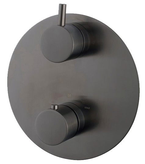 Wiesbaden Caral afbouwdeel rond inbouwthermostaat 2 weg gunmetal PVD